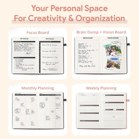 Planner Weekly and Monthly for Productivity - Goals Planner, Adhd Planner, To Do List Notebook - A5 (5.5&rdquo;x8.5") Weekly Monthly Planner Undated with Stickers - Rose Gold {1}