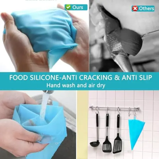 Piping Bags and Tips Set, Reusable Cake Decorating Supplies with 2 Reusable Bags, 12 Icing Tips, 2 Silicone Rings, 2 Couplers and 3 Scrapers, Cake Baking Tools for Cookie Icing Cakes Cupcakes {6}