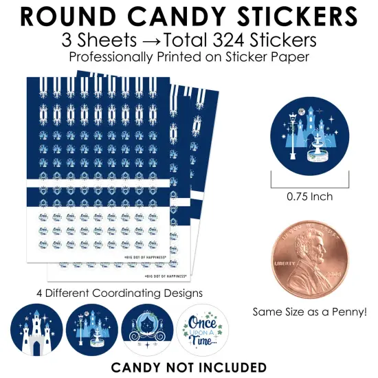 Big Dot of Happiness Fairy Tale Fantasy - Royal Prince and Princess Party Small Round Candy Stickers - Party Favor Labels - 324 Count {4}