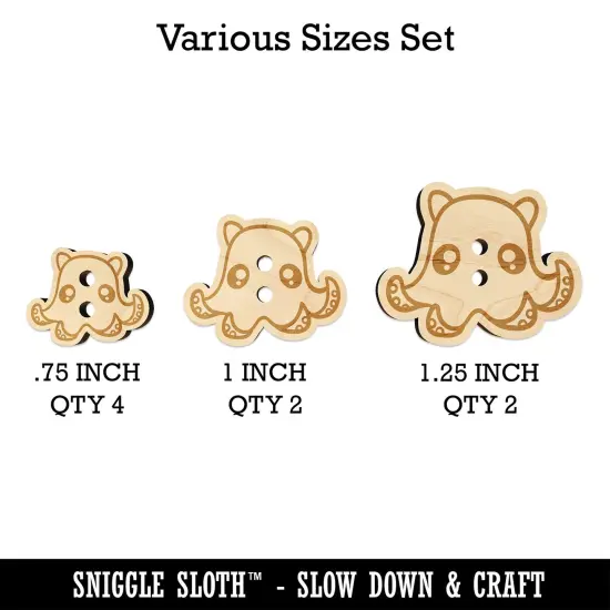 Kawaii Flapjack Octopus Wood Buttons for Sewing Knitting Crochet DIY Craft {1}