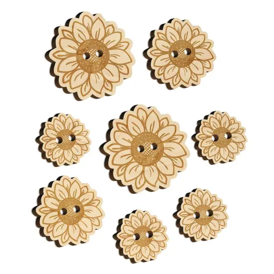 Cute Sunflower Doodle Wood Buttons for Sewing Knitting Crochet DIY Craft {7}