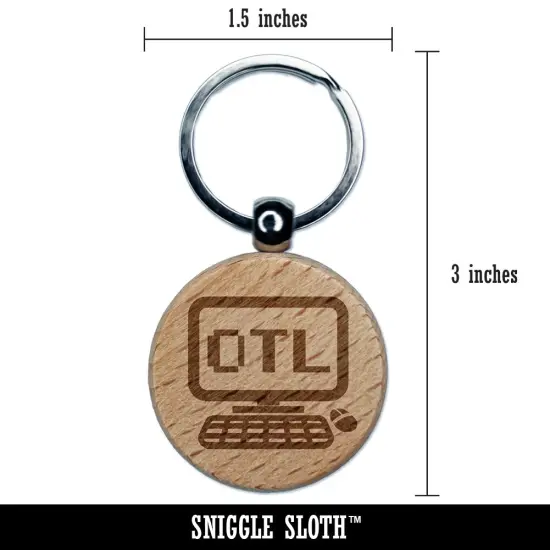 OTL Despair Kawaii Computer Face Emoticon Engraved Wood Round Keychain Tag Charm {2}