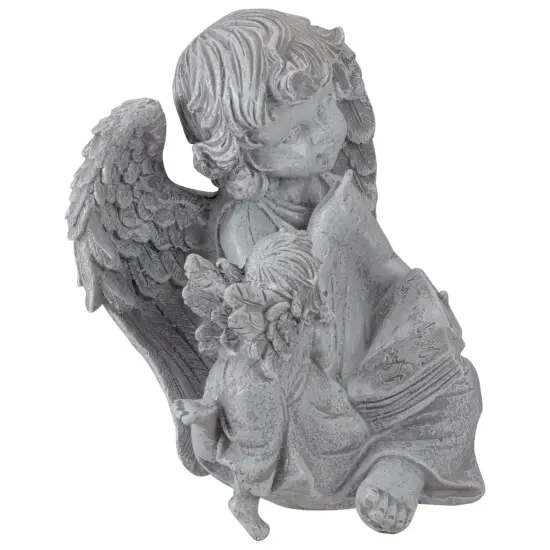 Northlight 8.25" Reading Angels with Book Outdoor Garden Statue Gray {4}