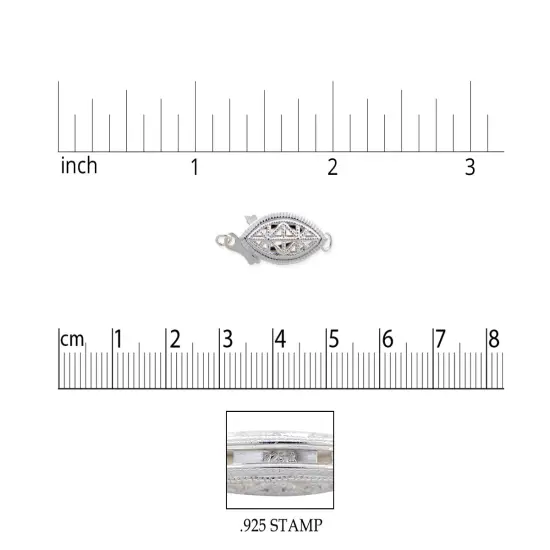 JewelrySupply Sterling Silver Filigree Pearl Necklace Clasp (19x8mm) Sterling Silver with .925 STAMP {3}