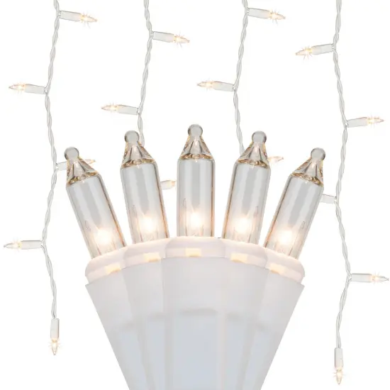 150 Clear Mini Icicle Light Set, White Wire {1}