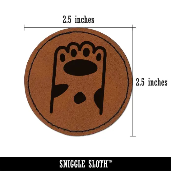 Cute Dog Cat Paw Spotted Doodle Round Iron-On Engraved Faux Leather Patch Applique - 2.5" Brown {3}