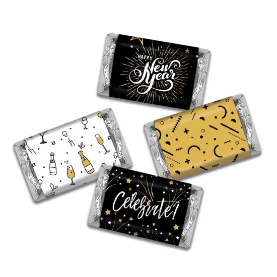 New Year's Eve Candy Party Favors Hershey's Miniatures Chocolate - Gold Fireworks {3}