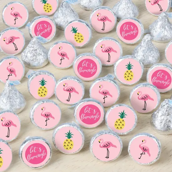 Big Dot of Happiness Pink Flamingo - Party Like a Pineapple - Tropical Summer Party Small Round Candy Stickers - Party Favor Labels - 324 Count {1}