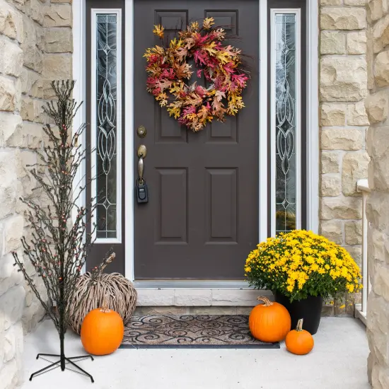 Northlight Pre-Lit Cascade Outdoor Halloween Twig Tree - 4' - Black - Orange Lights {3}