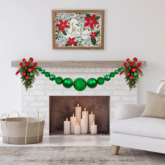 Northlight 6' Green Shiny and Matte Shatterproof Ball Christmas Swag {4}