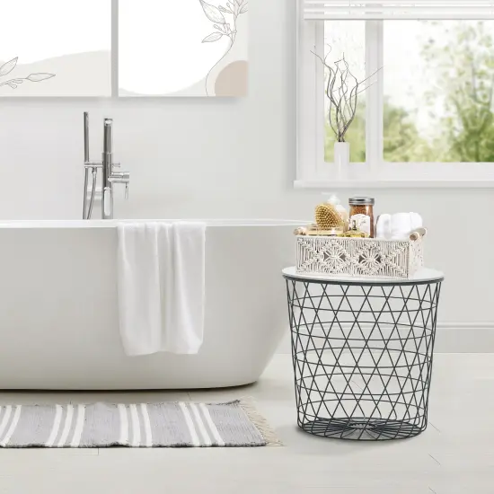 Sorbus Macrame Boho Storage Baskets - 2 Pack White {6}