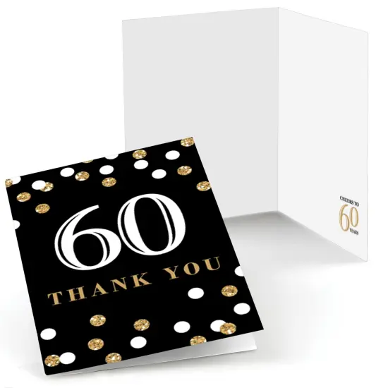 Big Dot of Happiness Adult 60th Birthday - Gold - Birthday Party Thank You Cards (8 count) {1}