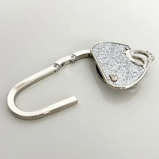 Wrapables Stylish Purse Hook Hanger, Foldable Handbag Table Hanger, Silver Handbag {5}