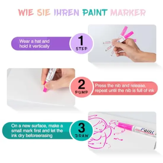 Oil Based Paint Pen, Permanent Paint Marker: Quick-Dry, Waterproof Paint Set of 12 for Rock Painting, Glass, Fabric, Ceramic, Wood, Metal, Mug, Plastic, Stone, Christmas Stencil Art Craft Supplies Kit {2}