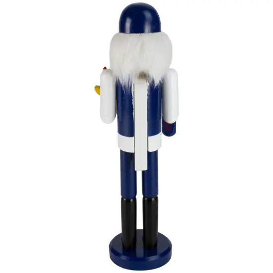 Northlight 14" Blue and White Wooden Hanukkah Nutcracker with Dreidel and Menorah {5}