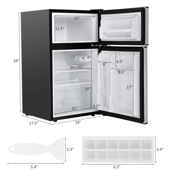 Compact Stainless Steel Refrigerator Grey {4}