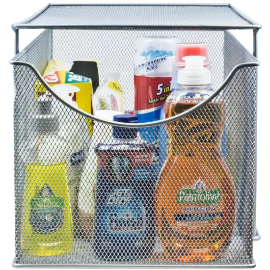 Sorbus Mesh Cabinet Organizer Basket With Sliding Drawer &mdash;Stackable, Ideal for Countertop, Cabinet, Pantry, Under the Sink, Desktop and More Silver {5}