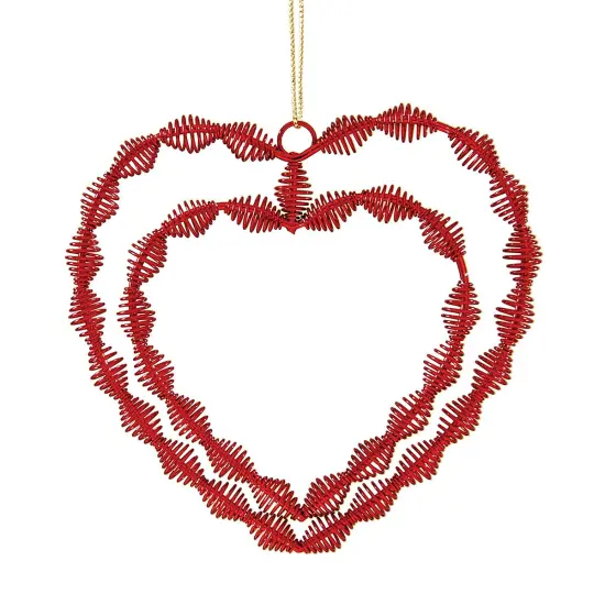 4" x 5" Red Twisted Double Heart Valentine's Day Ornament Decoration {1}
