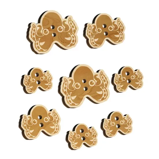 Cute Octopus Wood Buttons for Sewing Knitting Crochet DIY Craft {7}