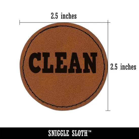Clean Text Round Iron-On Engraved Faux Leather Patch Applique - 2.5" Brown {2}