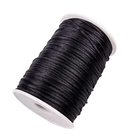 109 Yards 1.5 mm Nylon Cord Beading Satin String for Chinese Knotting Rattail Beading Macrame Friendship Bracelet Jewelry Making(Black) {6}