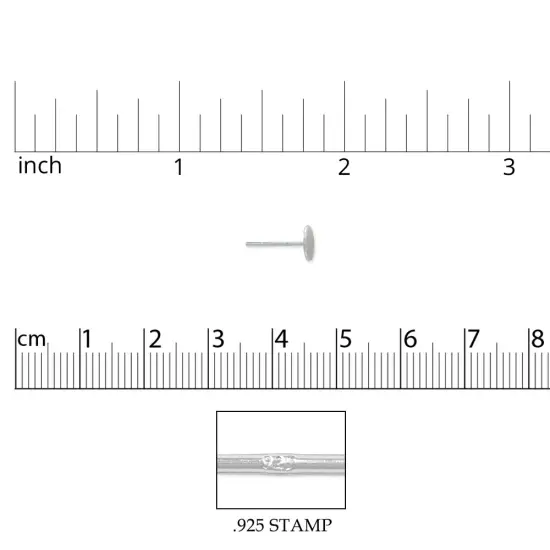 JewelrySupply Sterling Silver (.925) 6mm Flat Pad Earring Posts (1 Pair of Sterling Silver Earrings) {2}