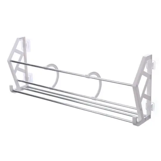 Shoe Rack Over the Door Wall Mounted Metal Storage Organizer. White {1}