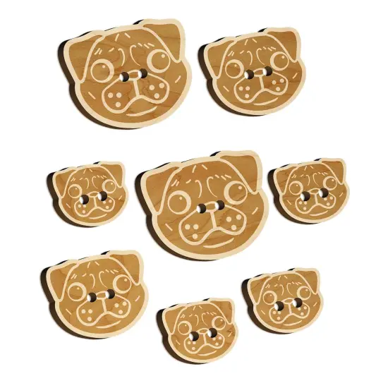 Pug Face Wood Buttons for Sewing Knitting Crochet DIY Craft {7}