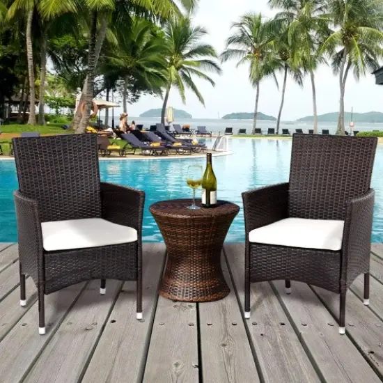 2 pcs Dining Chairs Set with 2 Cushion Covers-Black {4}
