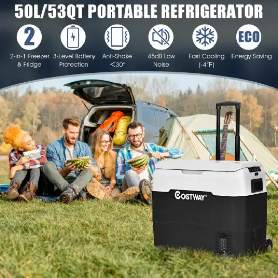 53 QT Portable Dual-Zone Car Refrigerator White {2}