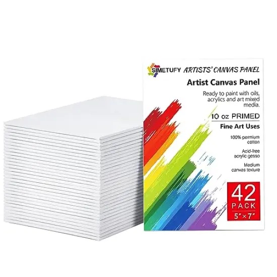 42 Pack 5x7 Inch Canvases for Painting,10 oz Double Primed Acid-Free 100% Cotton Canvas Panels,Blank Flat Canvas Board for Acrylics Oil Watercolor Paints {1}