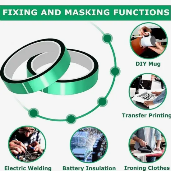 10 rolls Heat resistant tapes sublimation Press Transfer Thermal Tape 4mmx30m SUBLITAPE GREEN {2}