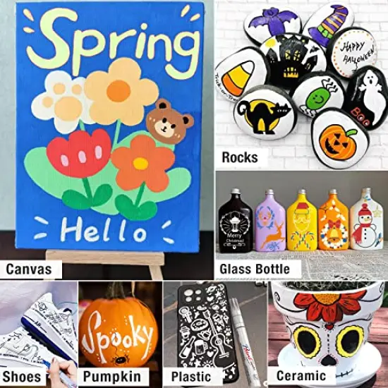 8 Colors Paint Pens Paint Markers - Permanent Oil Based Paint Markers for Metal Wood, Paint Pens for Fabric Paint Ceramic Plastic Canvas Rock Painting Glass Tire, Waterproof Craft Supplies for Adults {6}