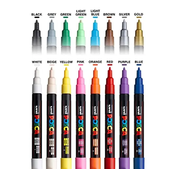 16 Markers 3M, Posca Pens for Art Supplies, School Supplies, Rock Art, Fabric Paint, Fabric Markers, Paint Pen, Art Markers, Posca Paint Markers {1}