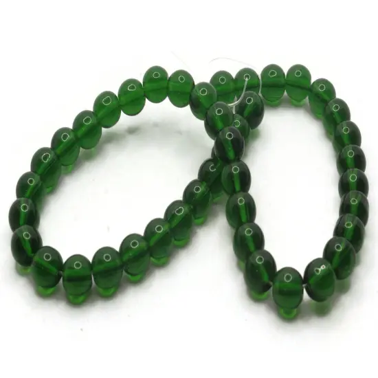 42 8mm Round Green Glass Beads {5}