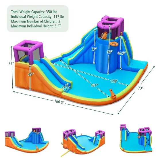 6-in-1 Inflatable Dual Water Slide Bounce House Without Blower {5}