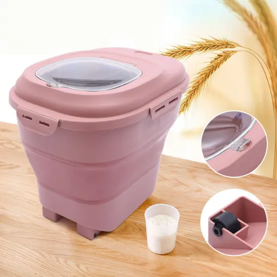 25KG Folding Rice Grain Cereal Dispenser Kitchen Dry Food Storage {2}