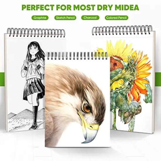 9" x 12" Sketch Book, 1-Pack 100 Sheets Spiral Bound Art Sketchbook, Acid Free (68lb/100gsm) Artist Drawing Book Paper Painting Sketching Pad {6}