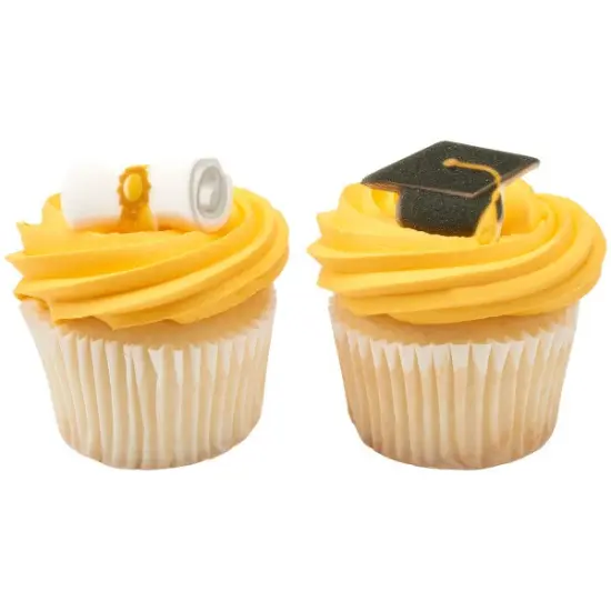 Graduation Cap & Scroll Dec-Ons&reg; Sugar Decorations, 12pc {4}
