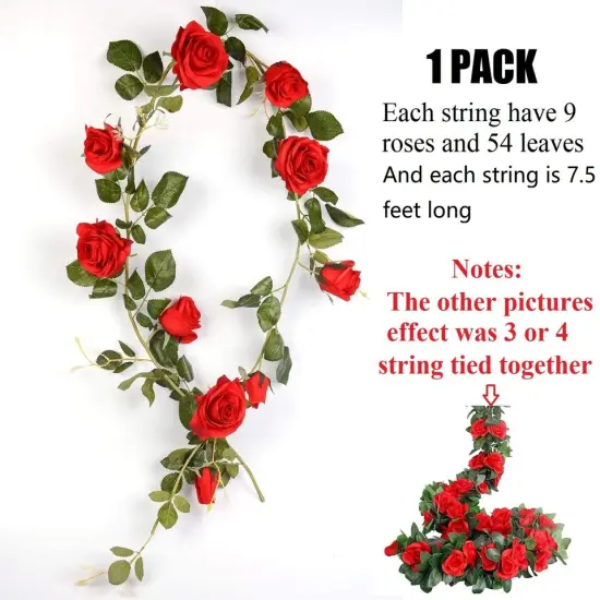 Kitcheniva Artificial Wall Vine Garland Rose Red Flowers {5}