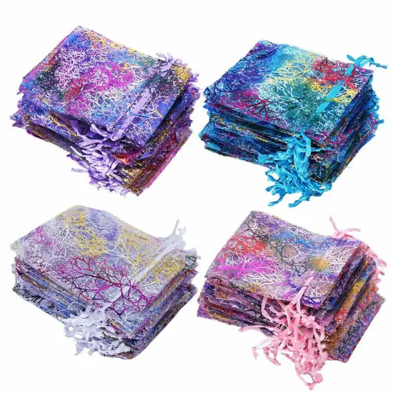 Kitcheniva 100 Pcs Coralline Organza Favor Drawstring Gift Bags DIY Multicolor {1}