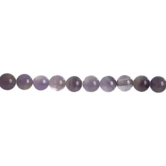 Earth's Jewels Semi-Precious Dogtooth Amethyst Natural Round Beads, 8mm {2}