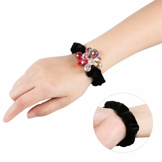 Kitcheniva Crystal Flower Scrunchies Hair Tie For Women Blue {4}