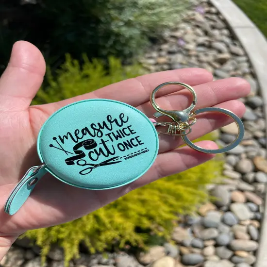 Measure Twice Measuring Tape Keychain Purple {7}