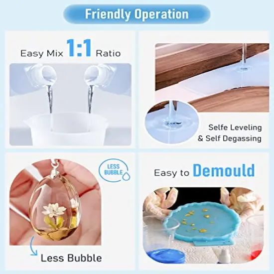 Nicpro 8 Ounce Crystal Clear Epoxy Resin Kit, Food Safe DIY Starter Art Resin for Craft, Canvas Painting, Molds Pigment Jewelry Making, Resin Coating and Casting {5}