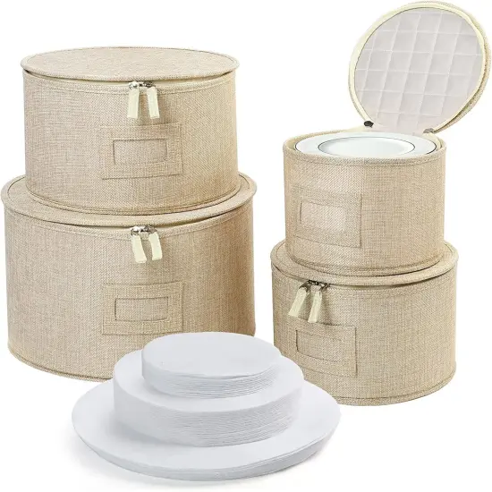 Containers Dish Box Stackable Dinnerware Plate Organizer Bins {1}