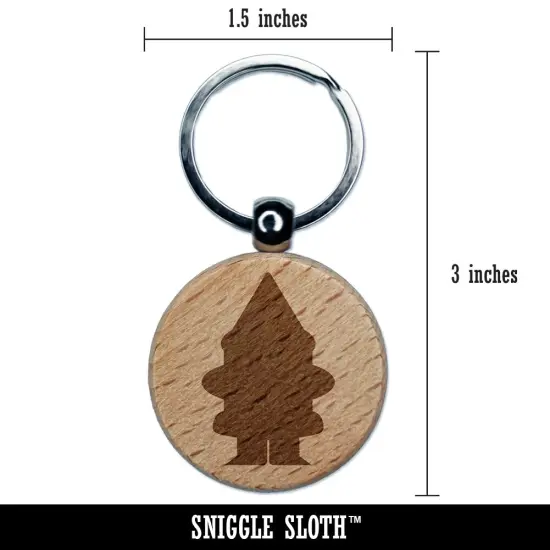 Gnome Solid Engraved Wood Round Keychain Tag Charm {2}