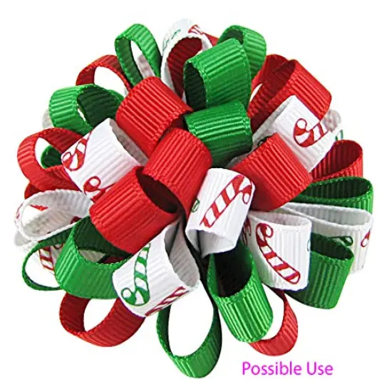 Q-YO Holiday Christmas Grosgrain Ribbon Set for Gift Package Wrapping, Hair Bow Clip Accessory Making, Crafting, Wedding Decor. (60yd(12x5yd) 3/8" Grosgrain Ribbon-Xmas) {5}