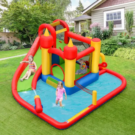 Inflatable Blow Up Water SlideBounce House with 740 W Blower {2}