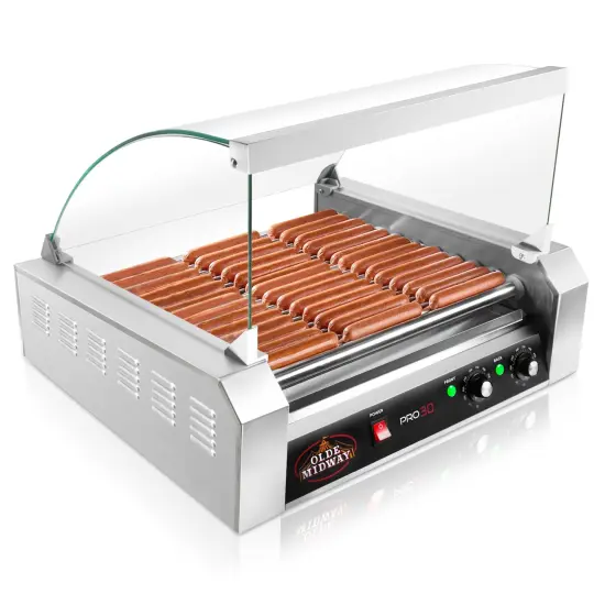 Olde Midway Hot Dog Rollers with Cover, Electric Grill Cooker Machines - Commercial Grade {1}